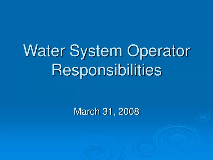 water system operator responsibilities