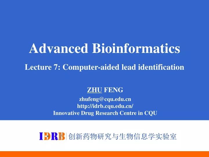 advanced bioinformatics lecture 7 computer aided