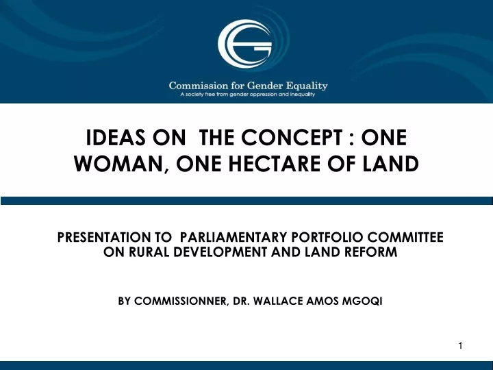 ideas on the concept one woman one hectare of land