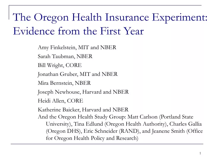 the oregon health insurance experiment evidence