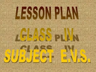 LESSON PLAN CLASS    IV SUBJECT  E.V.S.