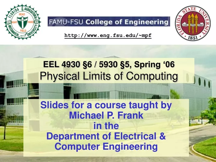 eel 4930 6 5930 5 spring 06 physical limits of computing