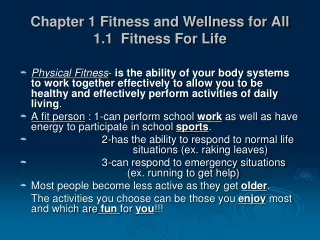 Chapter 1 Fitness and Wellness for All 1.1  Fitness For Life