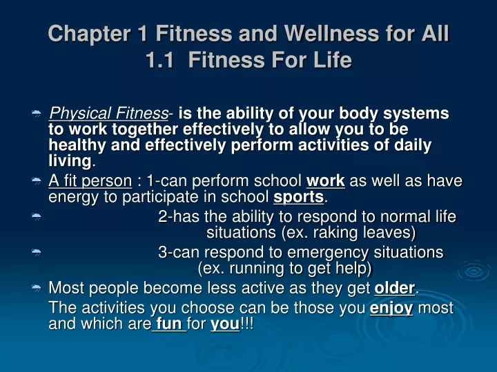 chapter 1 fitness and wellness for all 1 1 fitness for life