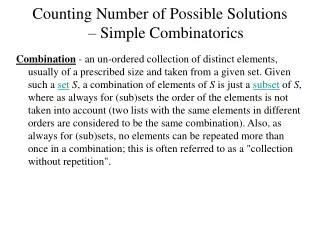 Counting Number of Possible Solutions – Simple Combinatorics