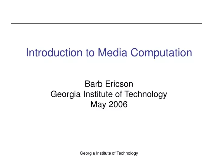 introduction to media computation
