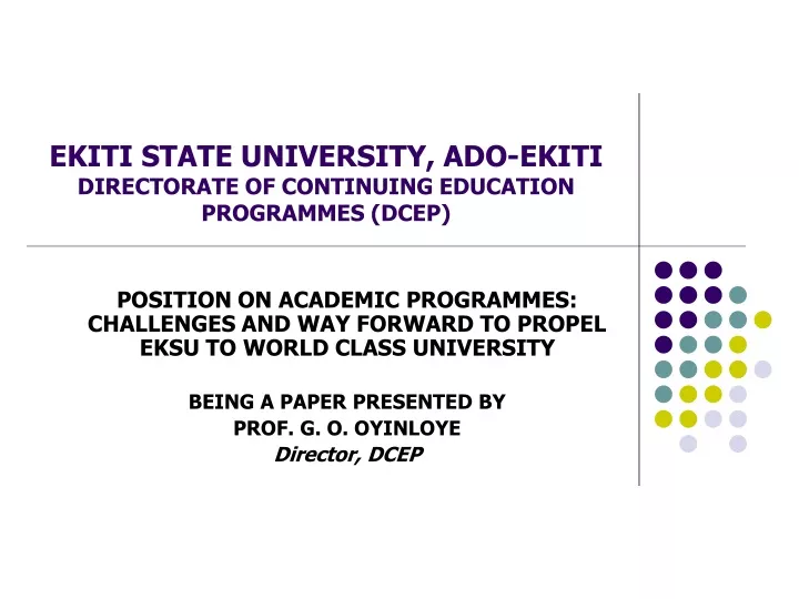 ekiti state university ado ekiti directorate of continuing education programmes dcep