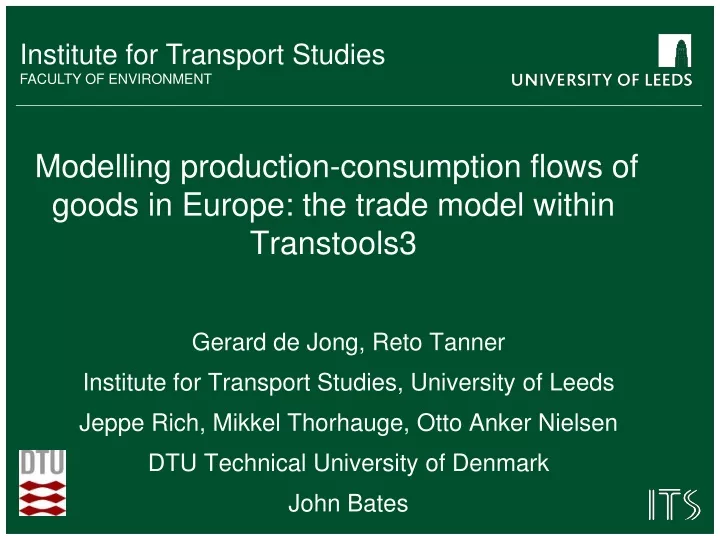 m odelling production consumption flows of goods in europe the trade model within transtools3