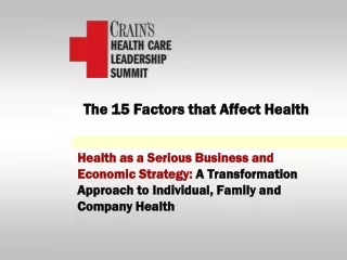 The 15 Factors that Affect Health
