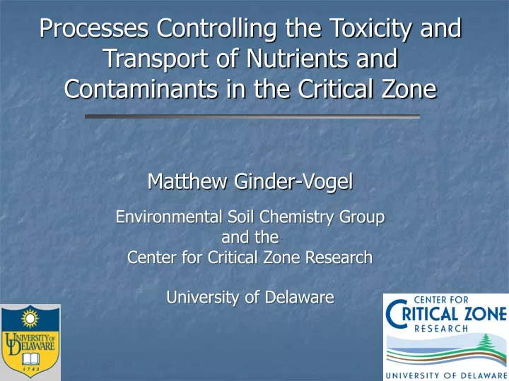 processes controlling the toxicity and transport