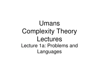 Umans Complexity Theory Lectures