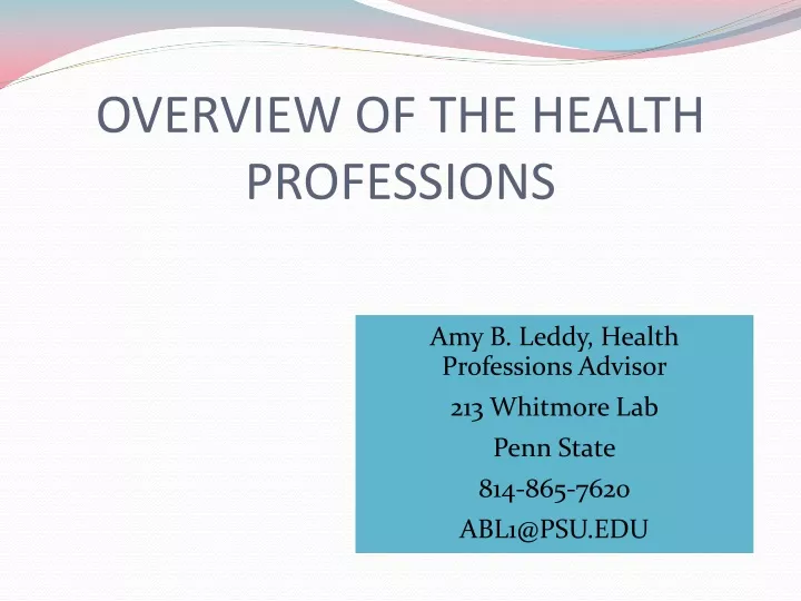 overview of the health professions
