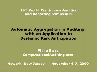 Automatic Aggregation in Auditing:  with an Application to  Systemic Risk Anticipation