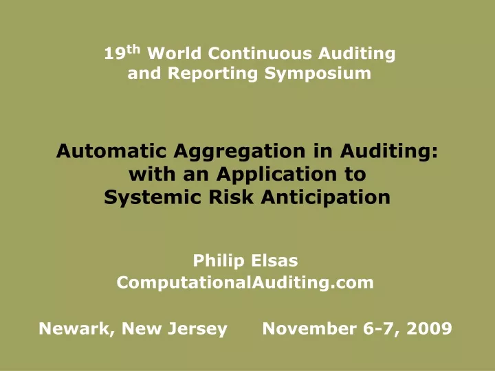 automatic aggregation in auditing with an application to systemic risk anticipation