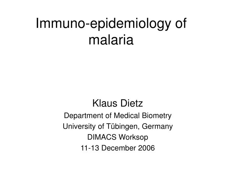 immuno epidemiology of malaria