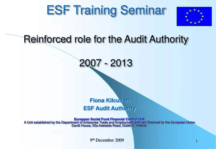 esf training seminar reinforced role for the audit authority 2007 2013