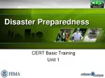 Community Emergency Response Team (CERT) Basic Training: Disaster Preparedness Overview - slide 1