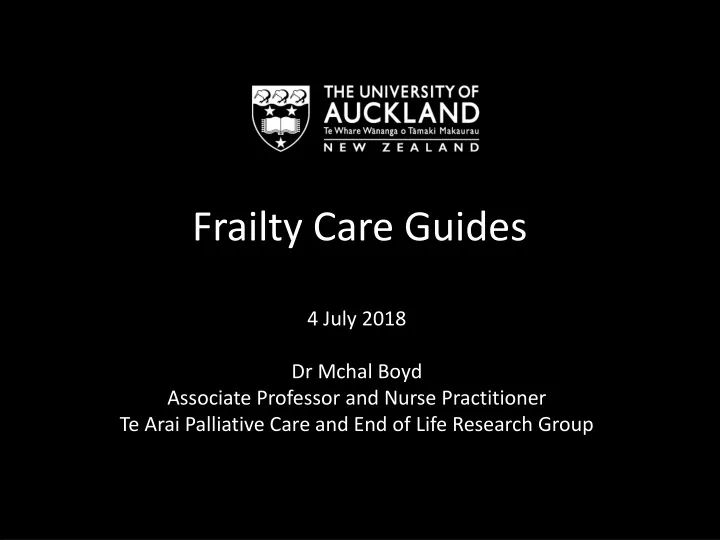 frailty care guides