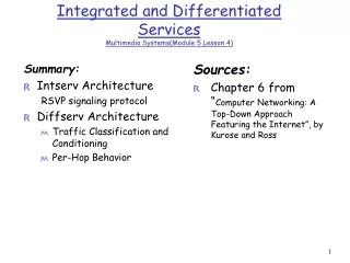 Integrated and Differentiated Services  Multimedia Systems(Module 5 Lesson 4)