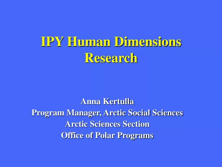 ipy human dimensions research
