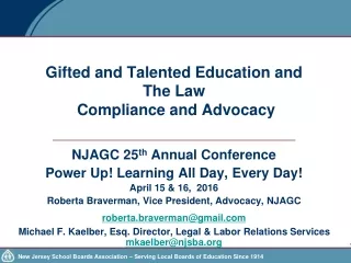 Gifted and Talented Education and  The Law  Compliance and Advocacy