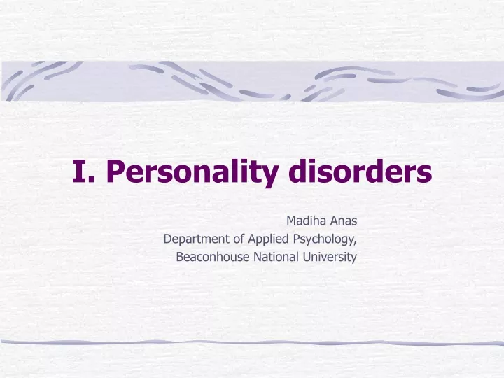 i personality disorders