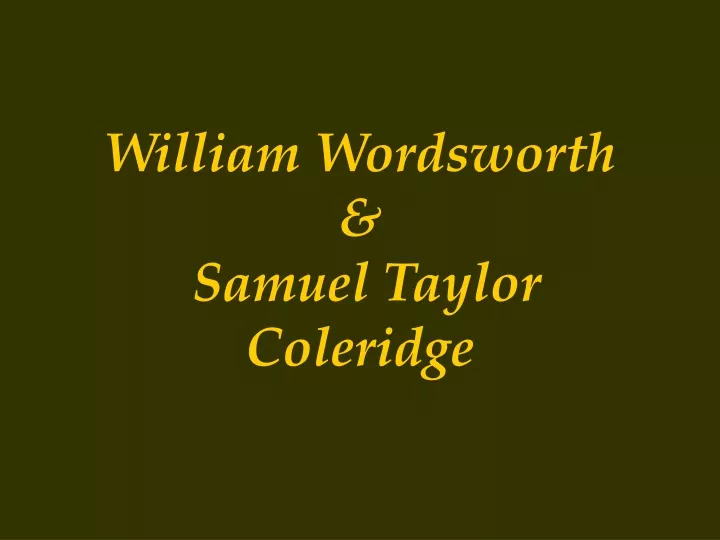 william wordsworth samuel taylor coleridge