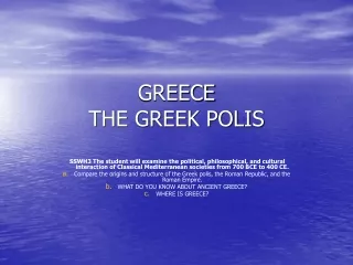 GREECE THE GREEK POLIS