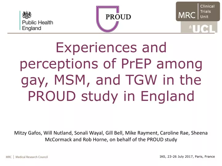 experiences and perceptions of prep among
