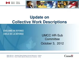 Update on  Collective Work Descriptions