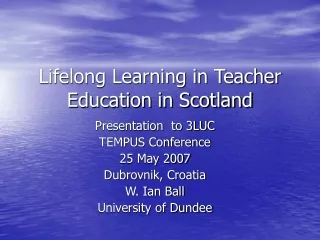 Lifelong Learning in Teacher Education in Scotland