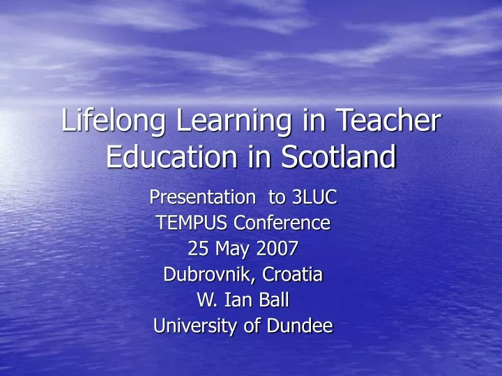 lifelong learning in teacher education in scotland