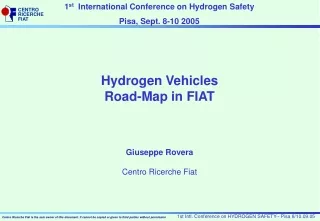 Hydrogen Vehicles Road-Map  in FIAT Giuseppe Rovera Centro Ricerche Fiat