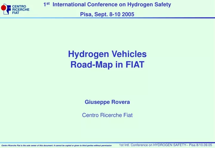 1 st international conference on hydrogen safety