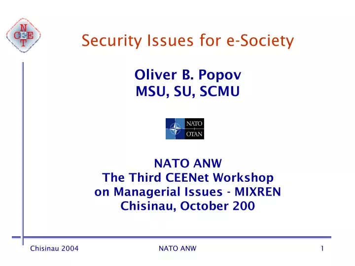 security issues for e society oliver b popov