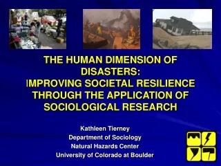 Kathleen Tierney Department of Sociology  Natural Hazards Center University of Colorado at Boulder