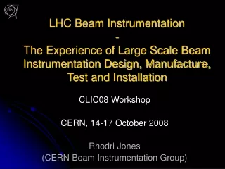 CLIC08 Workshop CERN, 14-17 October 2008 Rhodri Jones (CERN Beam Instrumentation Group)