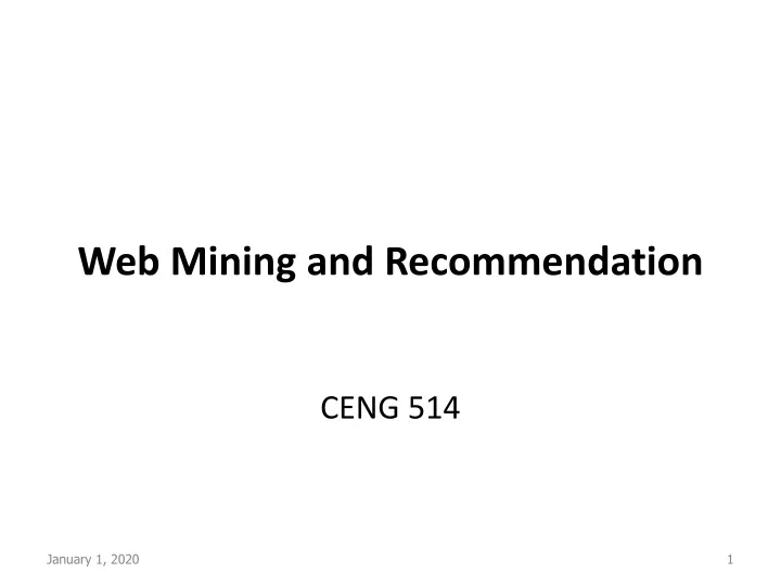 web mining and recommendation