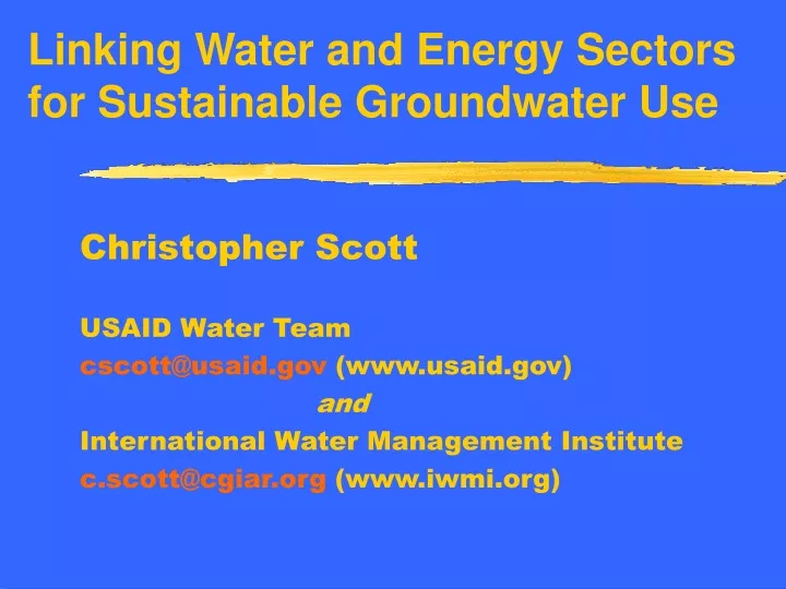 linking water and energy sectors for sustainable groundwater use