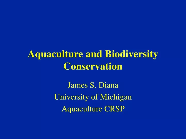 aquaculture and biodiversity conservation