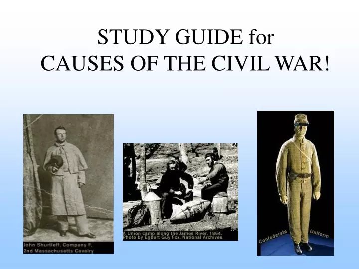 study guide for causes of the civil war