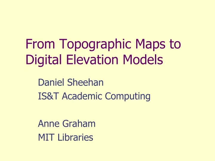from topographic maps to digital elevation models