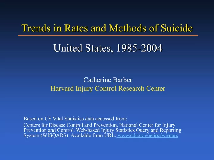 trends in rates and methods of suicide