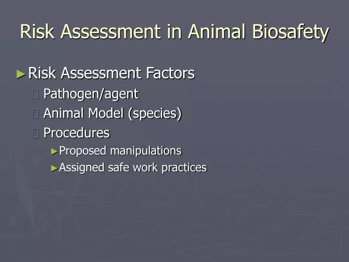 risk assessment in animal biosafety