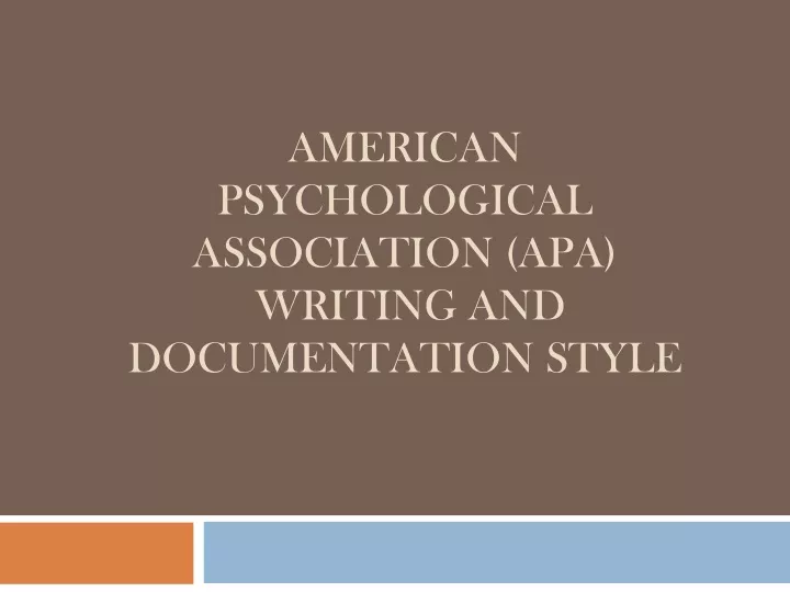 american psychological association apa writing and documentation style