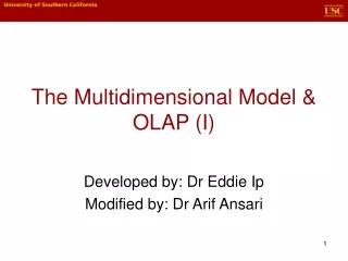 The Multidimensional Model &amp; OLAP (I)
