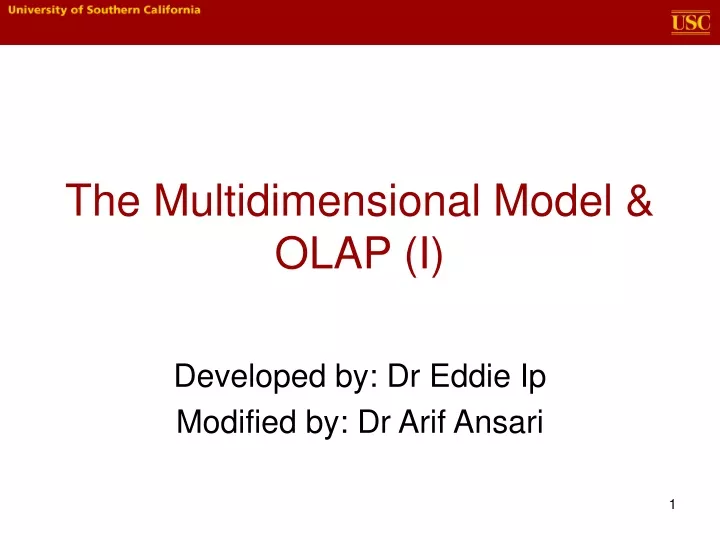 the multidimensional model olap i