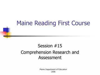 Maine Reading First Course