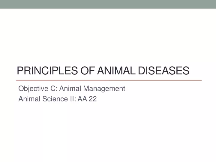 principles of animal diseases