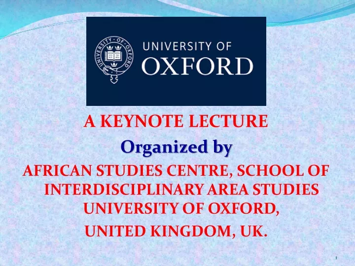 a keynote lecture organized by african studies